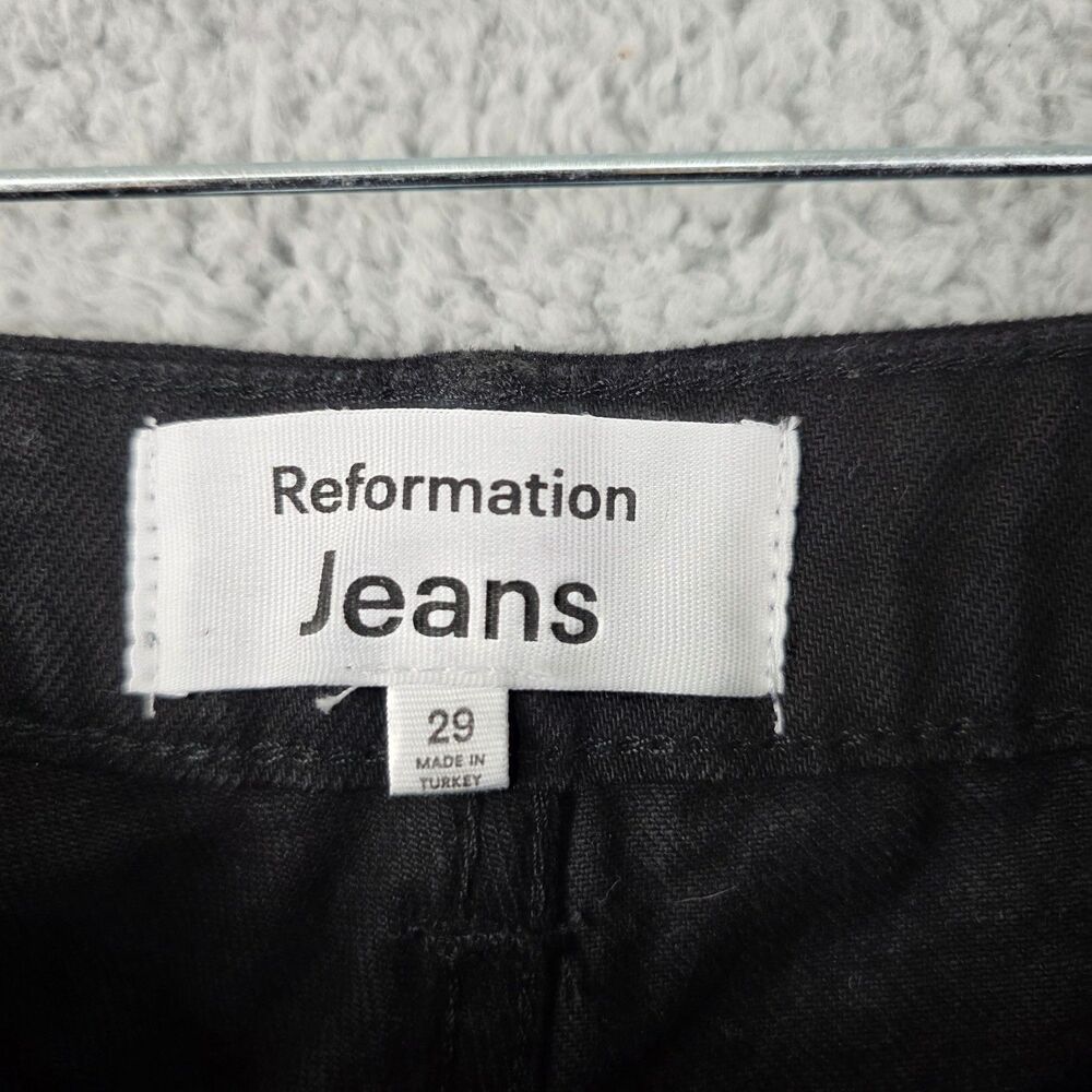 Reformation Cynthia Jeans Women's Black High-Rise Straight Cropped Denim SIze 29 - Picture 5 of 12
